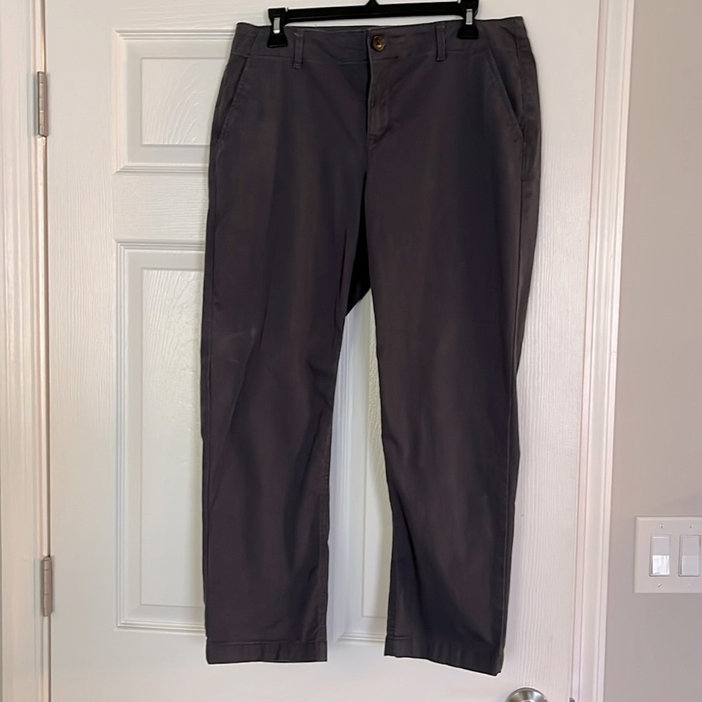 LOFT Monroe Slim Slate gray cotton pants